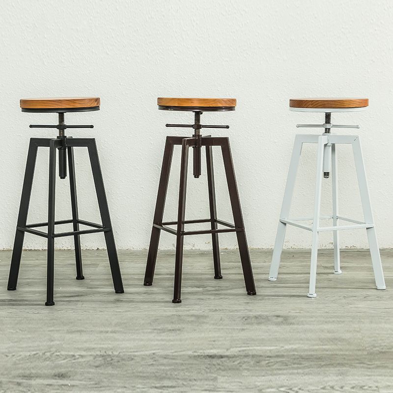 Armless Rotatable Bar Chair Modern Round Seat Bar Stool with Metal Footrest Clearhalo 'Bar Furniture' 'Bar Stools' 'bar_stools' 'furn' 'furn_bar_stools' 'Furniture' 'Kitchen & Dining Furniture' 1200x1200_4a289127-b2d8-4a0a-89dc-9aca8b8fba03