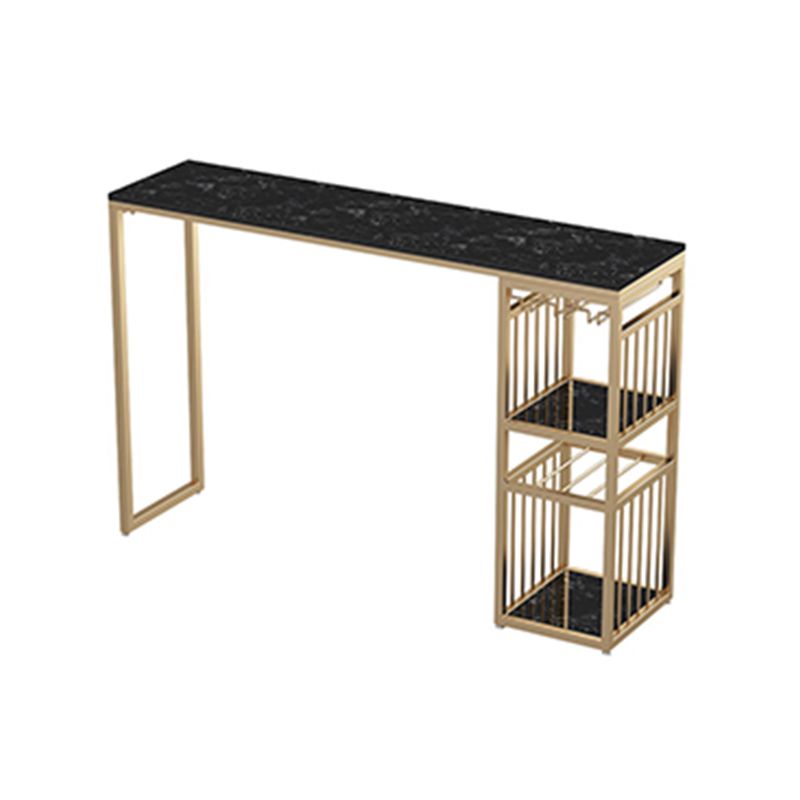 Glam White Marble Bar Table with Rectangle Table Top Gold Sled Table - 42" H Clearhalo 'Bar Furniture' 'Bar Tables' 'bar_tables' 'furn' 'furn_bar_tables' 'Furniture' 'furniture_bar_tables' 'Kitchen & Dining Furniture' 1200x1200_4a2a436d-b697-44d6-9d9e-915a33295d47