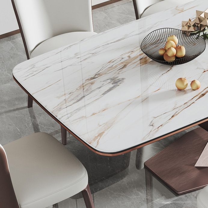 Modern Style Sintered Stone Dining Room Set with Fixed Rectangle Shape Table and Trestle Base Clearhalo 'Dining Room Sets' 'Dining Tables & Seating' 'dining_room_set' 'furn' 'furn_dining_room_set' 'Furniture' 'furniture_dining_room_set' 'Kitchen & Dining Furniture' 'kitchen&dining_furn' 'kitchen' 1200x1200_4a2ba756-1268-4761-9bf6-a44717763105