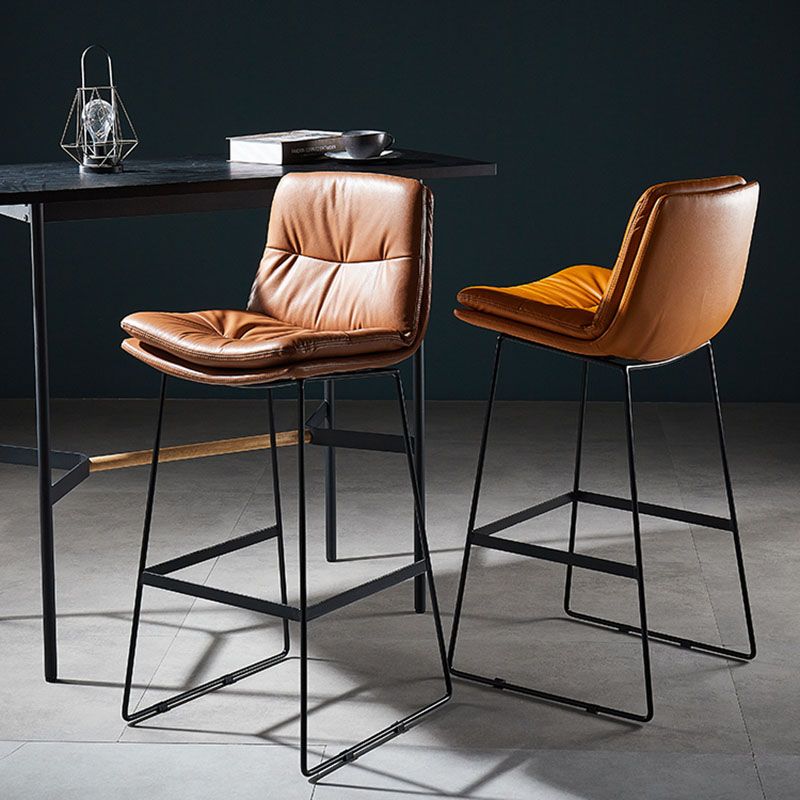 Scandinavian Matte Finish Leather Barstool Restaurant Upholstered Stool Clearhalo 'Bar Furniture' 'Bar Stools' 'bar_stools' 'furn' 'furn_bar_stools' 'Furniture' 'furniture_bar_stools' 'Kitchen & Dining Furniture' 1200x1200_4a2cf799-ea35-40cb-836d-c26d06505f38