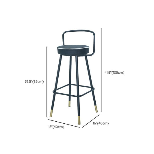 Contemporary Metal Backrest Counter High Stool with Leather Cushion Clearhalo 'Bar Furniture' 'Bar Stools' 'bar_stools' 'furn' 'furn_bar_stools' 'Furniture' 'Kitchen & Dining Furniture' 1200x1200_4a2d136d-f551-4e8e-9f70-d6d9e553c492