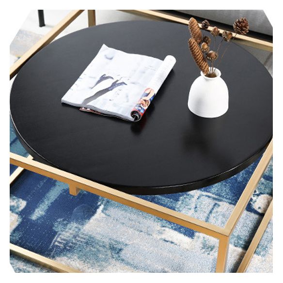 Metal Frame Base Coffee Table Round Wood Cocktail Table in Gold Clearhalo 'Coffee & Accent Tables' 'Coffee Tables' 'coffee_tables' 'furn' 'furn_coffee_tables' 'Furniture' 'Living Room Furniture' 1200x1200_4a2d6544-f73d-4efe-946d-3ddeeed64b0c