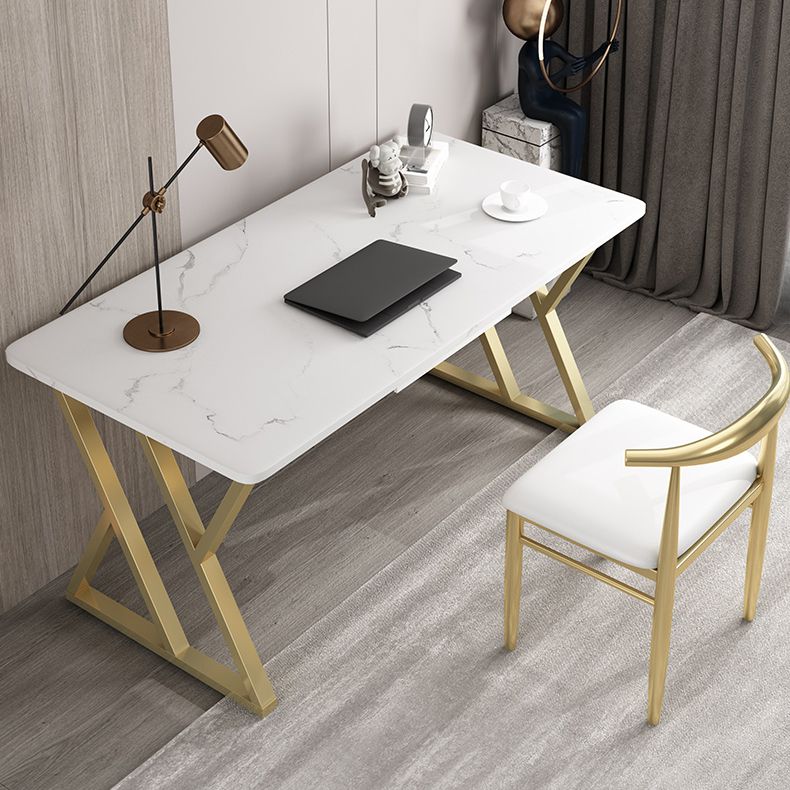 Rectangular Sintered Stone Desk with Gold Legs in Modern Style Clearhalo 'Furniture' 'furniture_office_desk' 'Office Desks' 'Office Furniture' 'office_desk' 1200x1200_4a2de86b-46f9-41c9-96e4-af28df37759f