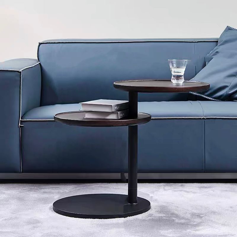 Modernistic Living Room Double Tier Round with Storage Pedestal Wood Side Table Clearhalo 'Coffee & Accent Tables' 'End & Side Tables' 'end_side_tables' 'furn' 'furn_end_side_tables' 'Furniture' 'Living Room Furniture' 1200x1200_4a2dea1f-7d00-4e87-9478-2201fd73da30