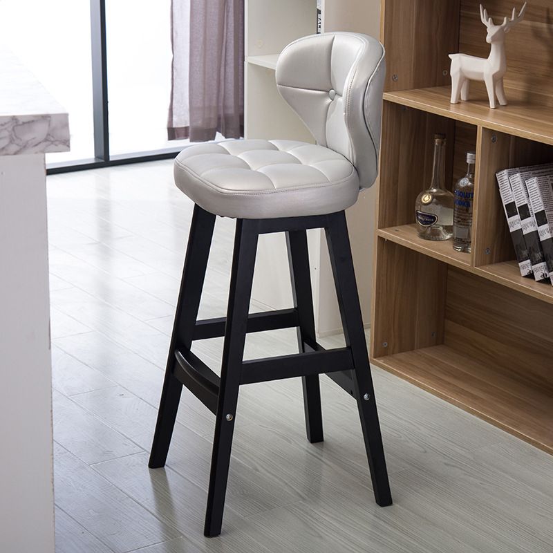 Modern Armless Backrest Counter Stool Wood Study Bar Stool with Leather Cushion and Pedal Clearhalo 'Bar Furniture' 'Bar Stools' 'bar_stools' 'furn' 'furn_bar_stools' 'furniture_bar_stools' 'Kitchen & Dining Furniture' 'kitchen&dining_furn' 'kitchen' 'kitchen_furn' Furniture' 1200x1200_4a2f1eae-b19e-47d7-96d6-20a06e0d5ffe
