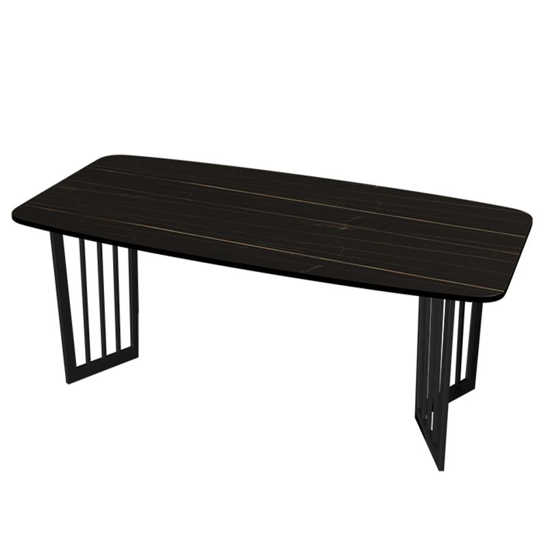 Black Metal Double Pedestal Dining Table Industrial Rectangle Fixed Table Clearhalo 'Dining Tables & Seating' 'Dining Tables' 'dining_table' 'furn' 'furn_dining_table' 'Furniture' 'furniture_dining_table' 'Kitchen & Dining Furniture' 'kitchen' 'kitchen_dining_table' 1200x1200_4a2fa22d-7dd9-411e-a15a-0b04095cd84c