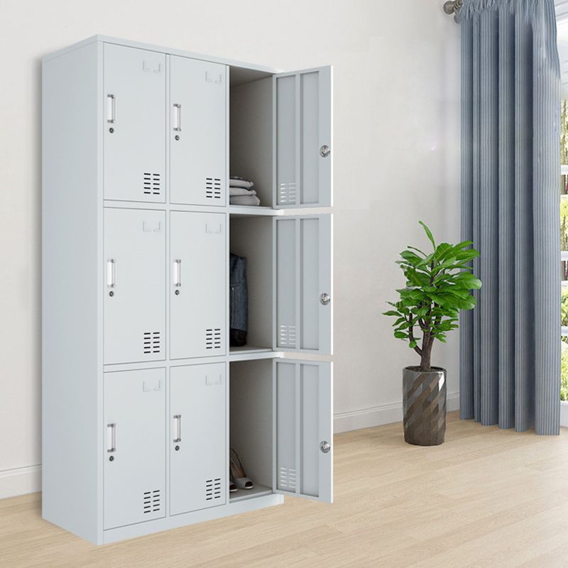 Modern Style Wardrobe Gray Colour Metal Wardrobe Closet with Locks Clearhalo 'Armoires & Wardrobes' 'armoires_wardrobes' 'Bedroom Furniture' 'furn' 'furn_armoires_wardrobes' 'Furniture' 1200x1200_4a30c502-2f8c-494e-bb09-241ef7071247