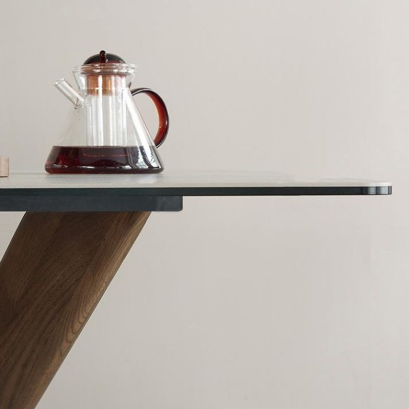 Eigentijdse stijl 1/4/5/7 stukken eetstoelen met rechthoekige stenen meubels in grijs