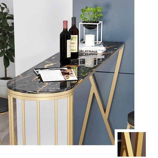 1/3 Pieces Glam Iron Bar Table Set Sintered Stone Top Bistro Set with Shelf Clearhalo 'Bar Furniture' 'furn' 'furn_home_bar_bar_sets' 'Furniture' 'Home Bars & Bar Sets' 'home_bar_bar_sets' 'Kitchen & Dining Furniture' 1200x1200_4a32c744-17ae-4423-97fd-de34d18428f4
