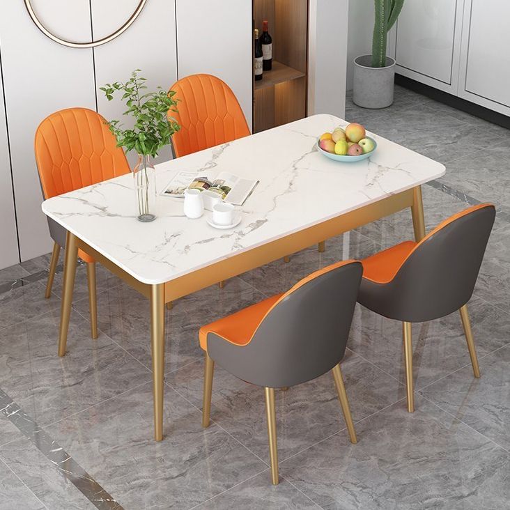 Traditional Luxury Dining Table Sintered Stone Rectangle Table with 4 ...