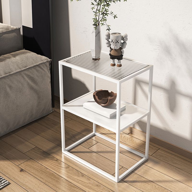 Mesa de deslizamiento del extremo de marco mesa de esquina de doble nivel rectangular con almacenamiento