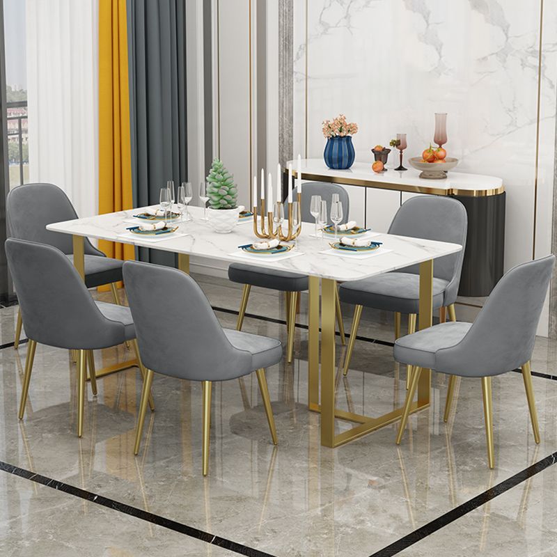 Iron and Slate Table Glam Style Home Living Room Rectangular Dining Table