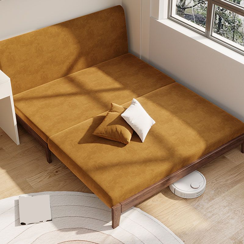 Moderne armloze bankbed cabriolet met kussens zitplaatsen in bruin