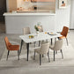 White Stone Top Dinette Table with Metal Legs Rectangle Home Dining Table Clearhalo 'Dining Tables & Seating' 'Dining Tables' 'dining_table' 'furn' 'furn_dining_table' 'Furniture' 'Kitchen & Dining Furniture' 1200x1200_4a3b119f-3211-4ca7-8f07-ab22c630a874