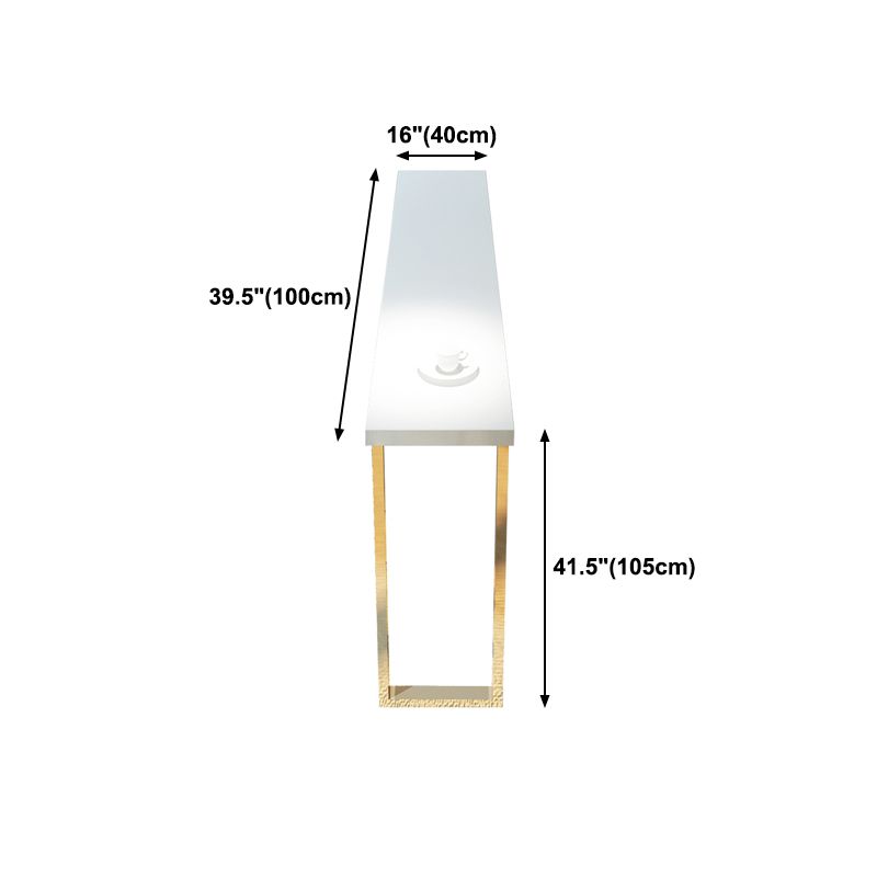 Rectangle White Top Counter Table Metal Legs Glam Style Bar Table, Only Table Clearhalo 'Bar Furniture' 'Bar Tables' 'bar_tables' 'furn' 'furn_bar_tables' 'Furniture' 'furniture_bar_tables' 'Kitchen & Dining Furniture' 1200x1200_4a3b8865-dc00-4570-9e33-51c90b5786c8