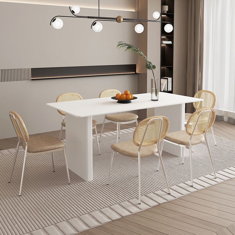 Modern 1/2/5/7 stukken Din stoelen rechthoekige stenen meubels in wit gezet