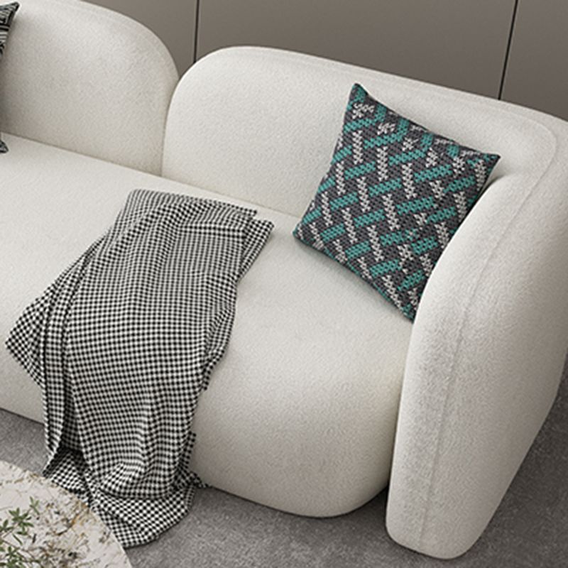 Scandinavian Wool Seating Tuxedo Arm Living Room Sofa in White