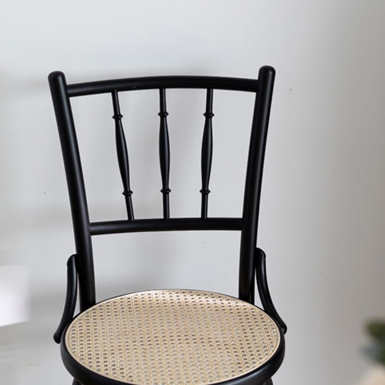 インダストリアルスタイルのサイドチェアスラットバックソリッドウッドダイニングチェアホーム用