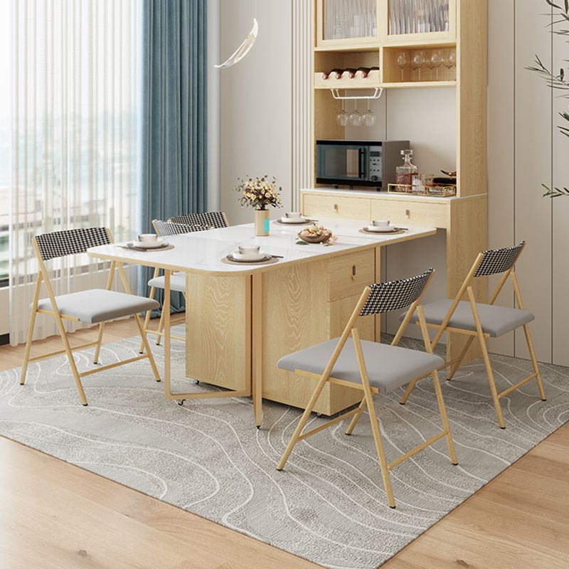 Folding Dining Table Set 1/3/5/7 Pcs Stone Top Dining Table with Upholstered Chairs Clearhalo 'Dining Room Sets' 'Dining Tables & Seating' 'dining_room_set' 'furn' 'furn_dining_room_set' 'Furniture' 'Kitchen & Dining Furniture' 1200x1200_4a425f2f-9ab0-46f6-8406-ea2646d17714