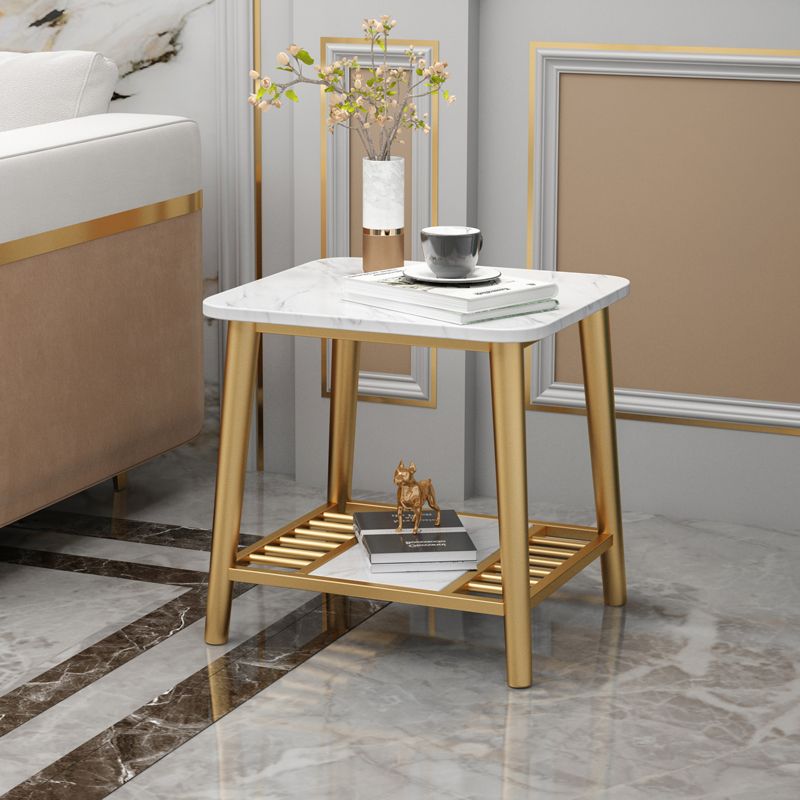 Rectangle Slate Top Side Table 21.65" Tall Metal 4 Legs End Table with Shelf Clearhalo 'Coffee & Accent Tables' 'End & Side Tables' 'end_side_tables' 'furn' 'furn_end_side_tables' 'Furniture' 'Living Room Furniture' 1200x1200_4a42bf27-d0d8-44a7-b851-f4e089f7f0b4