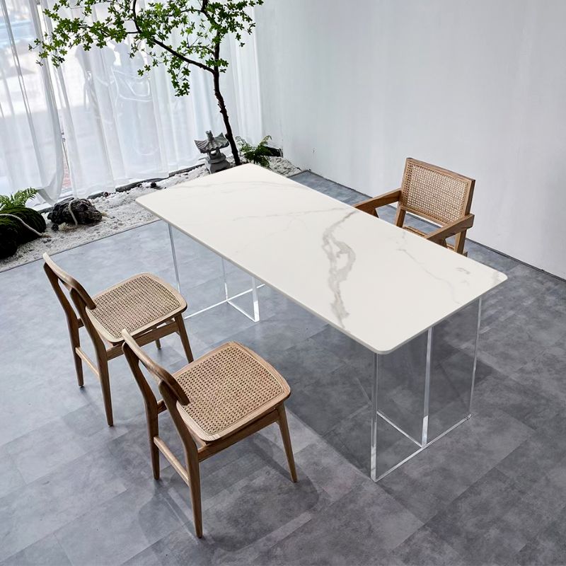 Acrylic Contemporary Rectangular Dining Table Sintered Stone Table for Dining Room and Kitchen Clearhalo ' dining_table' 'Dining Tables & Seating' 'Dining Tables' 'furn' 'furn_dining_table' 'Furniture' 'furniture_dining_table' 'Kitchen & Dining Furniture' 'kitchen&dining_furn' 'kitchen' 'kitchen_dining_table' 1200x1200_4a43b236-776a-4f5b-9e96-091aabdda5a0