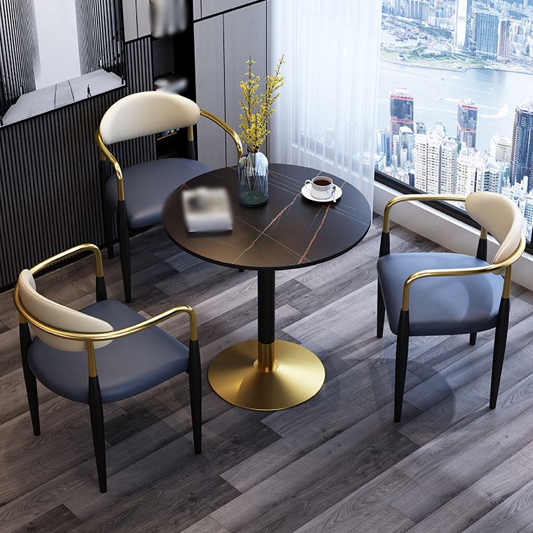 Scandinavian Style Open Back Dining Chair Black Finish Metal Upholstered Side Chair for Home Use Clearhalo ' kitchen&dining_furn' 'Dining Chairs' 'Dining Tables & Seating' 'dining_chair' 'Furniture' 'furniture_dining_chair' 'Kitchen & Dining Furniture' 'kitchen' 1200x1200_4a4402b7-0834-4abc-a29c-e19868d0b30b