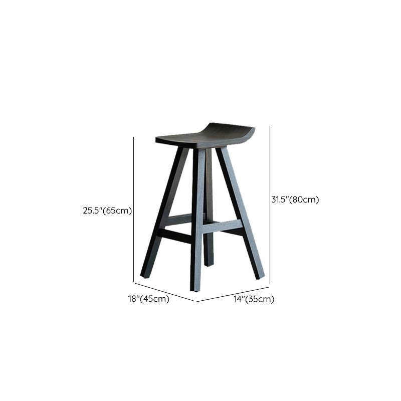 Black Armless Dining Stools Solid Wood Bar Stools with Footrest Clearhalo 'Bar Furniture' 'Bar Stools' 'bar_stools' 'furn' 'furn_bar_stools' 'Furniture' 'Kitchen & Dining Furniture' 1200x1200_4a446397-3b7f-423c-a9b8-c5e2706b59d7