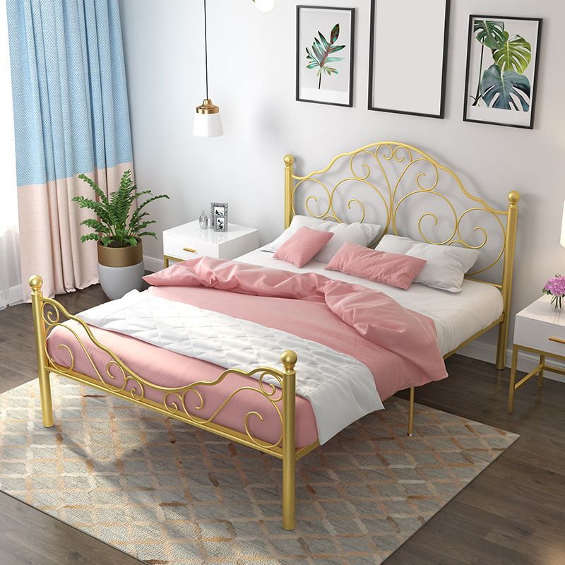 Glam Open-Frame Bed with Iron Headboard and Footboard 49.21" High Clearhalo 'Bedroom Furniture' 'Beds' 'furn' 'furn_beds' 'Furniture' 1200x1200_4a44e9b4-298a-46bd-ad86-bf37ab650378