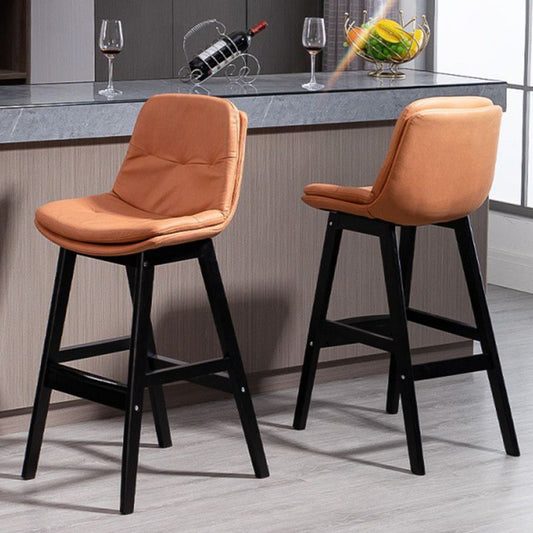 Scandinavian Upholstered Footrest Low Back Stool 27.95'' Rubberwood Bar Stool Clearhalo 'Bar Furniture' 'Bar Stools' 'bar_stools' 'Furniture' 'furniture_bar_stools' 'Kitchen & Dining Furniture' 1200x1200_4a4519ff-28ce-4375-892c-e9eb7d087922