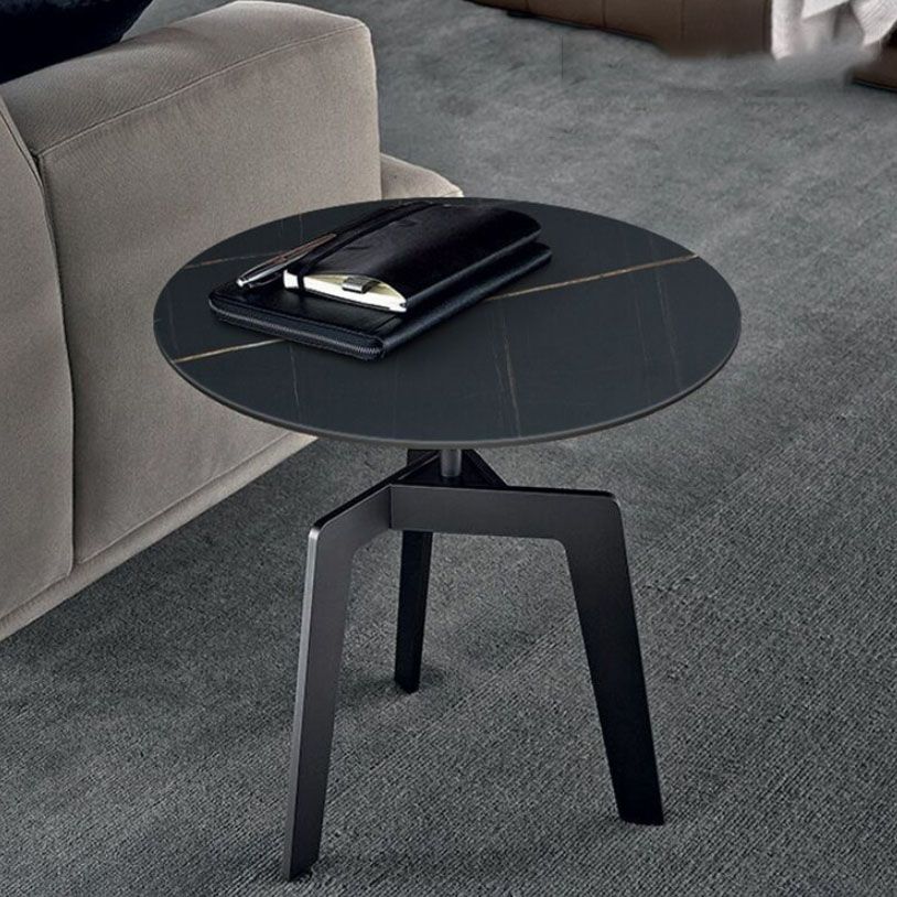 21.65 "/23.62"背の高いスチール3脚エンドテーブルモダンラウンドスレートトップサイドテーブル