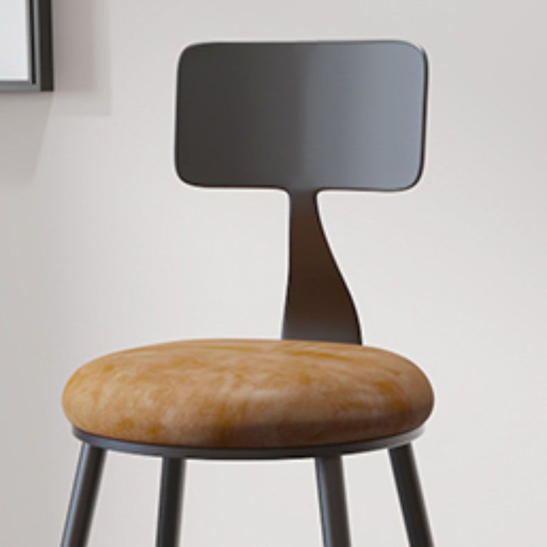 Contemporary Bar Stools Low Back Dining Stools with Black Metal Base