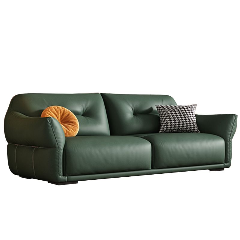 Eigentijdse groene vierkante arm echt leerstationaire bank