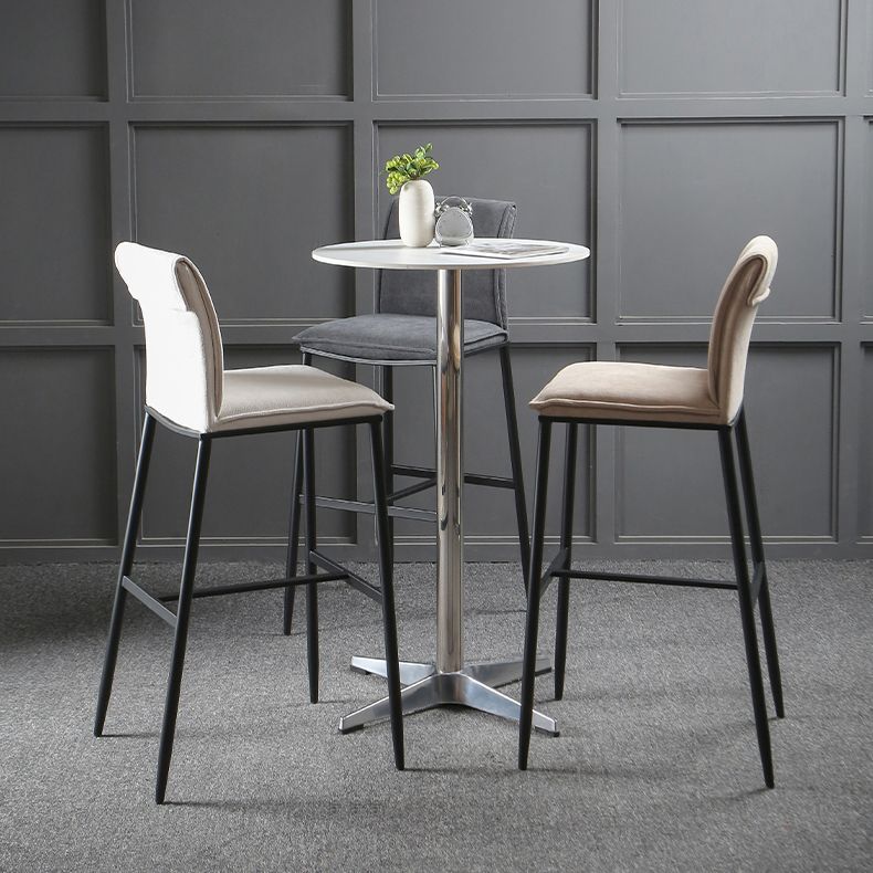 Minimalist Style Upholstered Fabric Barstools Backrest Bar Stools with Footrest