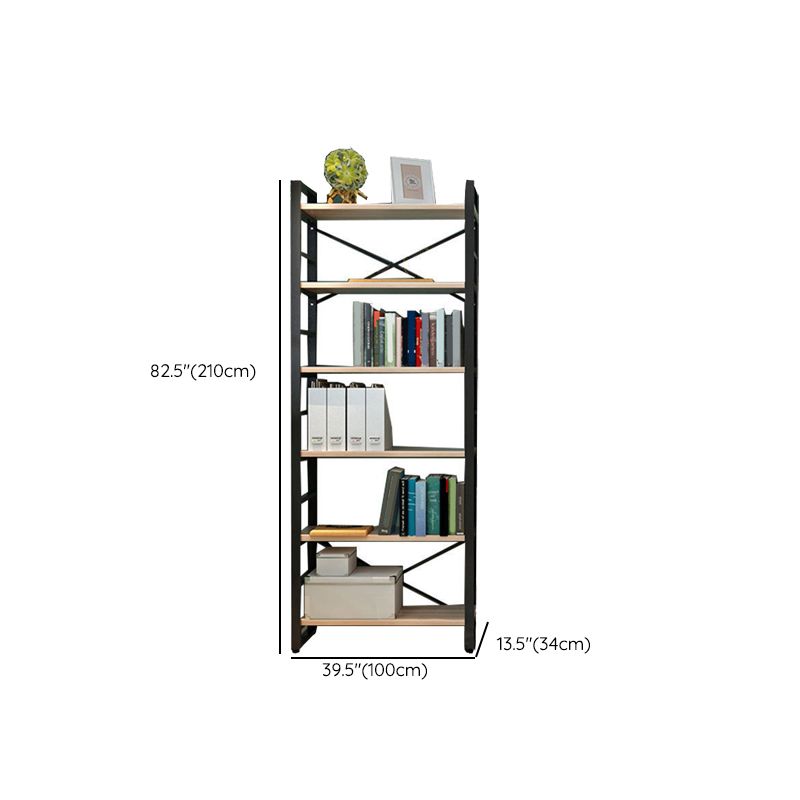 Metal and Wooden Shelf Bookcase Open Modern Brown Book Shelf for Office Clearhalo 'Bookcases' 'furn' 'furn_bookcases' 'Furniture' 'Office Furniture' 1200x1200_4a4cde53-e2b0-4c5d-9e47-e8c05eb000b2