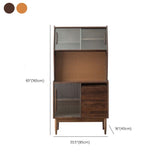 Modern Wooden Dining Hutch Glass Doors China Cabinet with Drawers