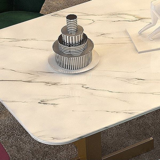 Traditionele luxe eettafel wit marmer rechthoek eettafel voor thuis