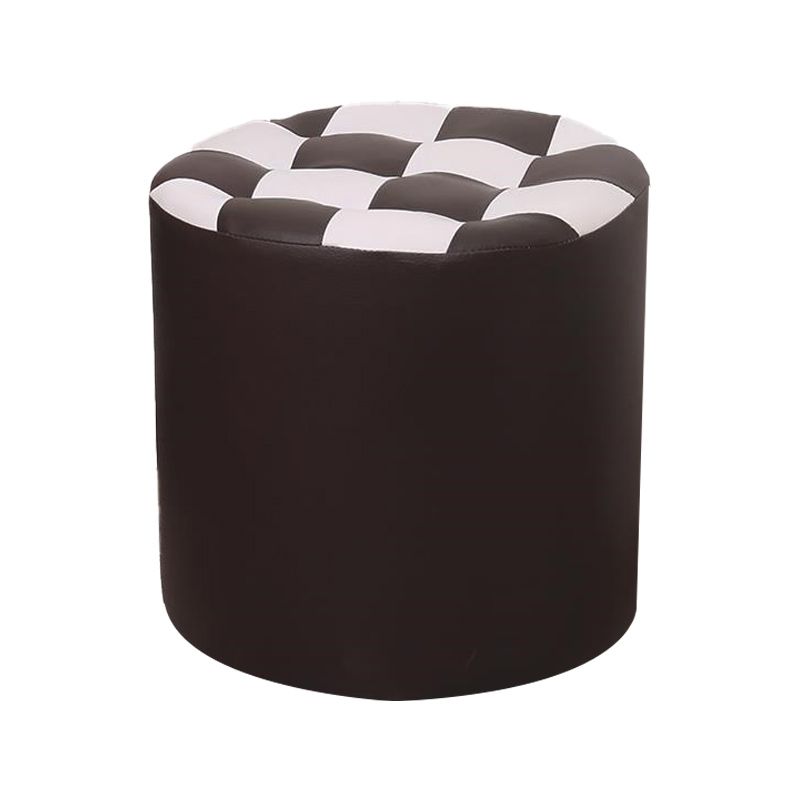 Contemporary Pouf Ottoman Faux Leather Upholstered Tufted Square Pattern Round Ottoman Clearhalo 'furn' 'furn_ottomans_poufs' 'Furniture' 'Living Room Furniture' 'Ottomans & Poufs' 'ottomans_poufs' 1200x1200_4a4f6407-2093-429f-97ec-ae08244353f1