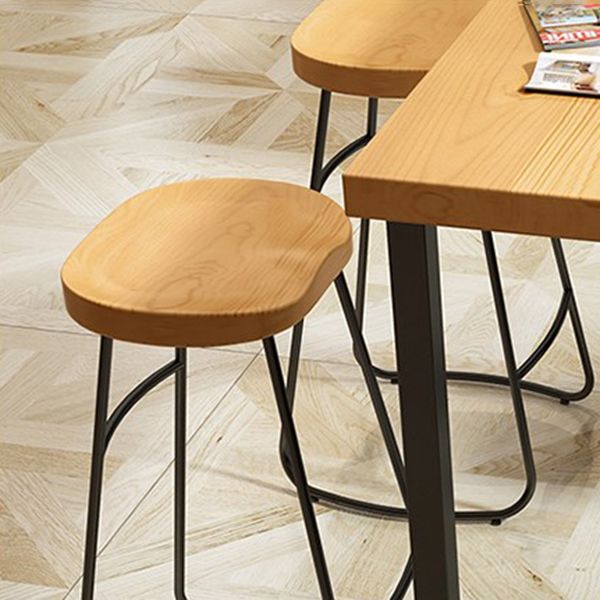 Solid Wood Bar Stool and Table Set 1/4/7 Pcs Black Iron Base Bar Table and Stools Clearhalo 'Bar Furniture' 'furn' 'furn_home_bar_bar_sets' 'Furniture' 'Home Bars & Bar Sets' 'home_bar_bar_sets' 'Kitchen & Dining Furniture' 1200x1200_4a4f71e9-9992-4fc8-97c3-8e99e123dd57