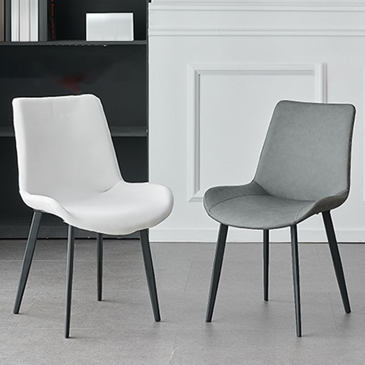 Contemporary Metal Dining Room Chairs Armless Leather Dining Chairs for Home Use Clearhalo ' kitchen&dining_furn' 'Dining Chairs' 'Dining Tables & Seating' 'dining_chair' 'furn' 'furn_dining_chair' 'Furniture' 'furniture_dining_chair' 'Kitchen & Dining Furniture' 'kitchen' 1200x1200_4a510df7-35f8-47c0-8258-4c037f8dd0f0