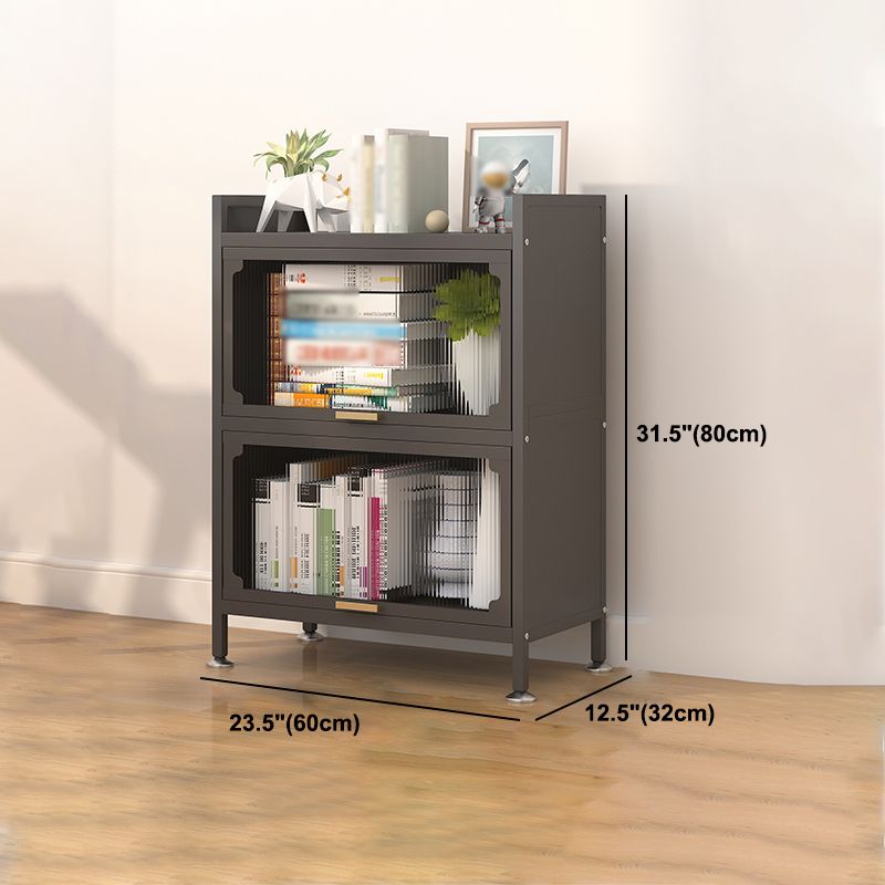 Industrial Style Metal Bookshelf Closed Back Shelf Bookcase with Doors Clearhalo 'Bookcases' 'furn' 'furn_bookcases' 'Furniture' 'furniture_bookcases' 'Office Furniture' 1200x1200_4a513e2d-c287-4ab5-bf11-f59d94719bd3