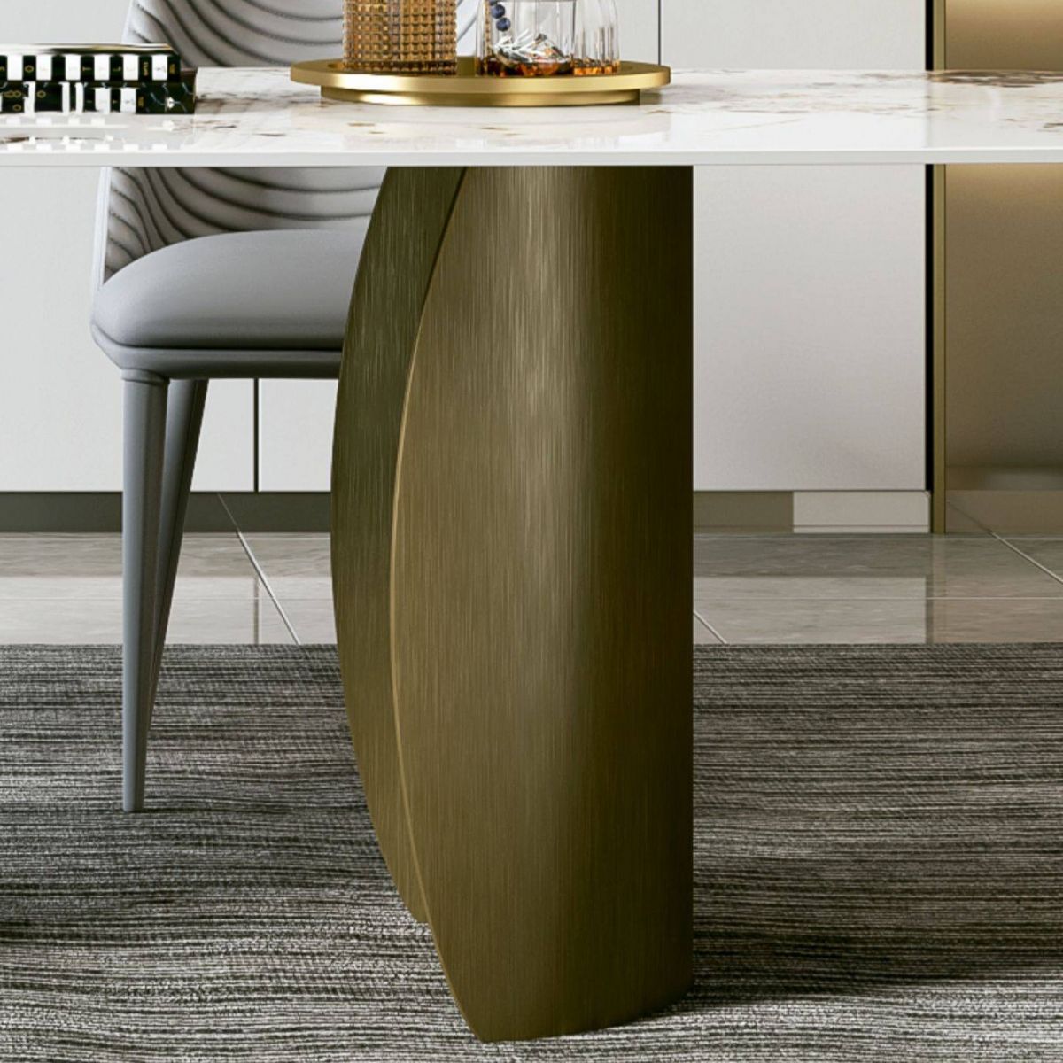 Glam 1/4/5/7 Pieces Dining Set Rectangular Double Pedestal Dining Set Clearhalo 'Dining Room Sets' 'Dining Tables & Seating' 'dining_room_set' 'furn' 'furn_dining_room_set' 'Furniture' 'furniture_dining_room_set' 'Kitchen & Dining Furniture' 1200x1200_4a51684b-aade-4a18-b13a-15206e93378f