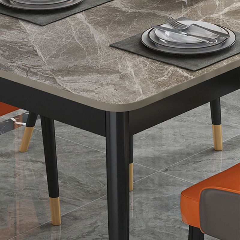 Mesa de comedor rectangular de 4 patas, mesa de piedra moderna para cocina