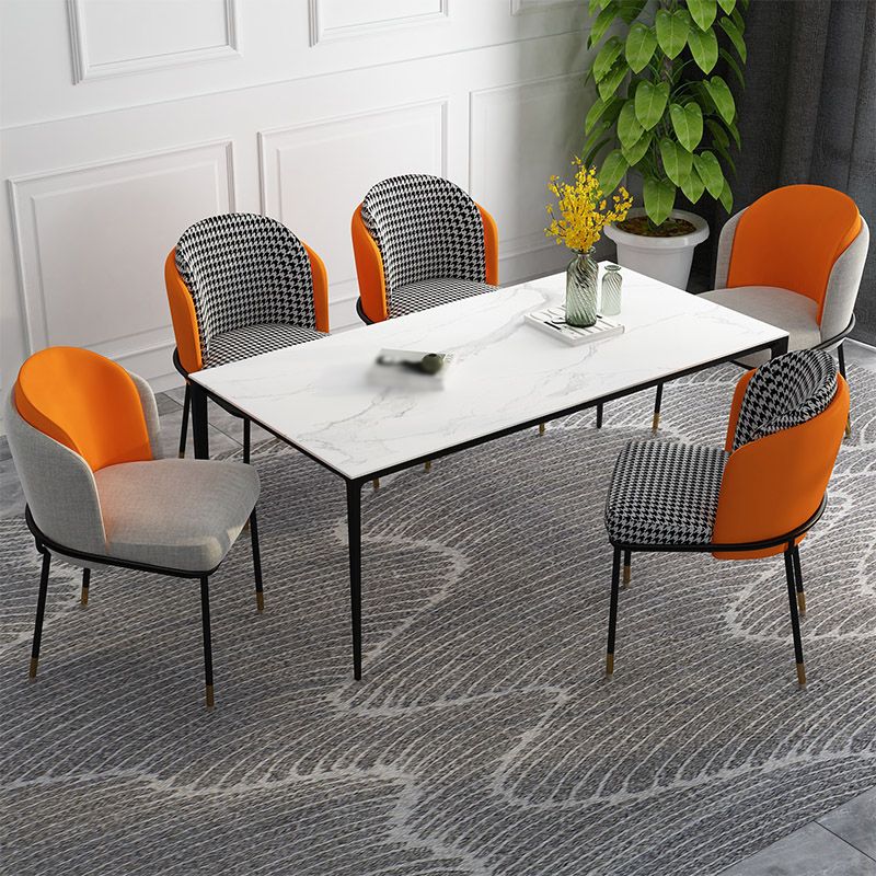 Glam Metal Dining Armless Chairs Upholstered Linen Fabric Dining Chair for Restaurant Clearhalo ' kitchen&dining_furn' 'Dining Chairs' 'Dining Tables & Seating' 'dining_chair' 'furn' 'furn_dining_chair' 'Furniture' 'furniture_dining_chair' 'Kitchen & Dining Furniture' 'kitchen' 1200x1200_4a53cb9a-da1b-4b38-b7ba-2791b0aa7343