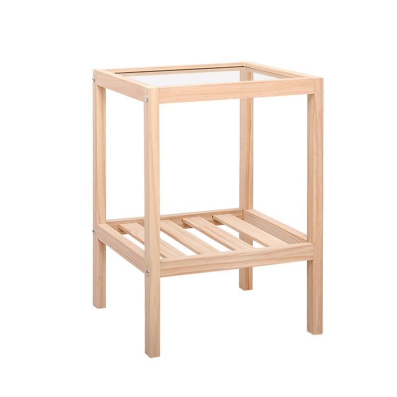 Modern Style Pine with Storage Rack Black/different/wood Color Square Side Table