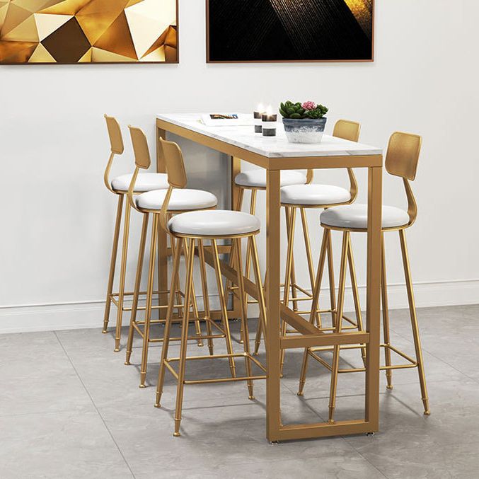 White Glam Style Bar Table in Iron Top and Faux Marble Milk Tea Shop Bar Table Clearhalo 'Bar Furniture' 'Bar Tables' 'bar_tables' 'furn' 'furn_bar_tables' 'Furniture' 'furniture_bar_tables' 'Kitchen & Dining Furniture' 1200x1200_4a583829-a247-4827-8bbf-32f894e9d96b