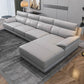 Scandinavian Stationary Cloud Gray Genuine Leather Cushion Back Sofa