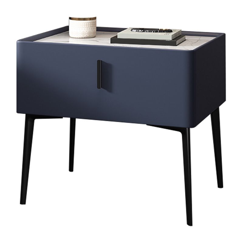 Mesita de noche contemporánea de madera maciza con 1 cajón, 19,7" de alto