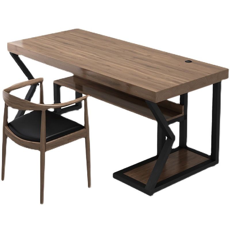 Scrivania rettangolare per scrivania in legno in pino con telaio host del computer