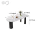 Modern White and Black Dinner Table Stone Top Tripod Base Dining Table Clearhalo 'Dining Tables & Seating' 'Dining Tables' 'dining_table' 'furn' 'furn_dining_table' 'Furniture' 'Kitchen & Dining Furniture' 1200x1200_4a5acf05-54ef-4cf1-9267-9d8d5993f2b7