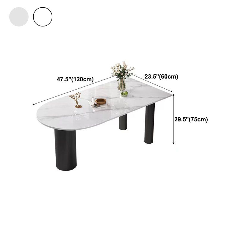 Modern White and Black Dinner Table Stone Top Tripod Base Dining Table Clearhalo 'Dining Tables & Seating' 'Dining Tables' 'dining_table' 'furn' 'furn_dining_table' 'Furniture' 'Kitchen & Dining Furniture' 1200x1200_4a5acf05-54ef-4cf1-9267-9d8d5993f2b7